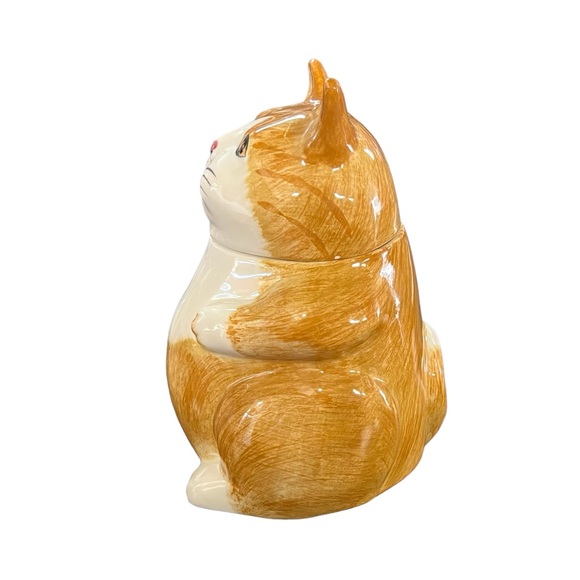 N. S. Gustin Co. Hand Decorated Tabby Cat Cookie Jar Hand Decorated Made U.S.A. - Picture 3 of 12